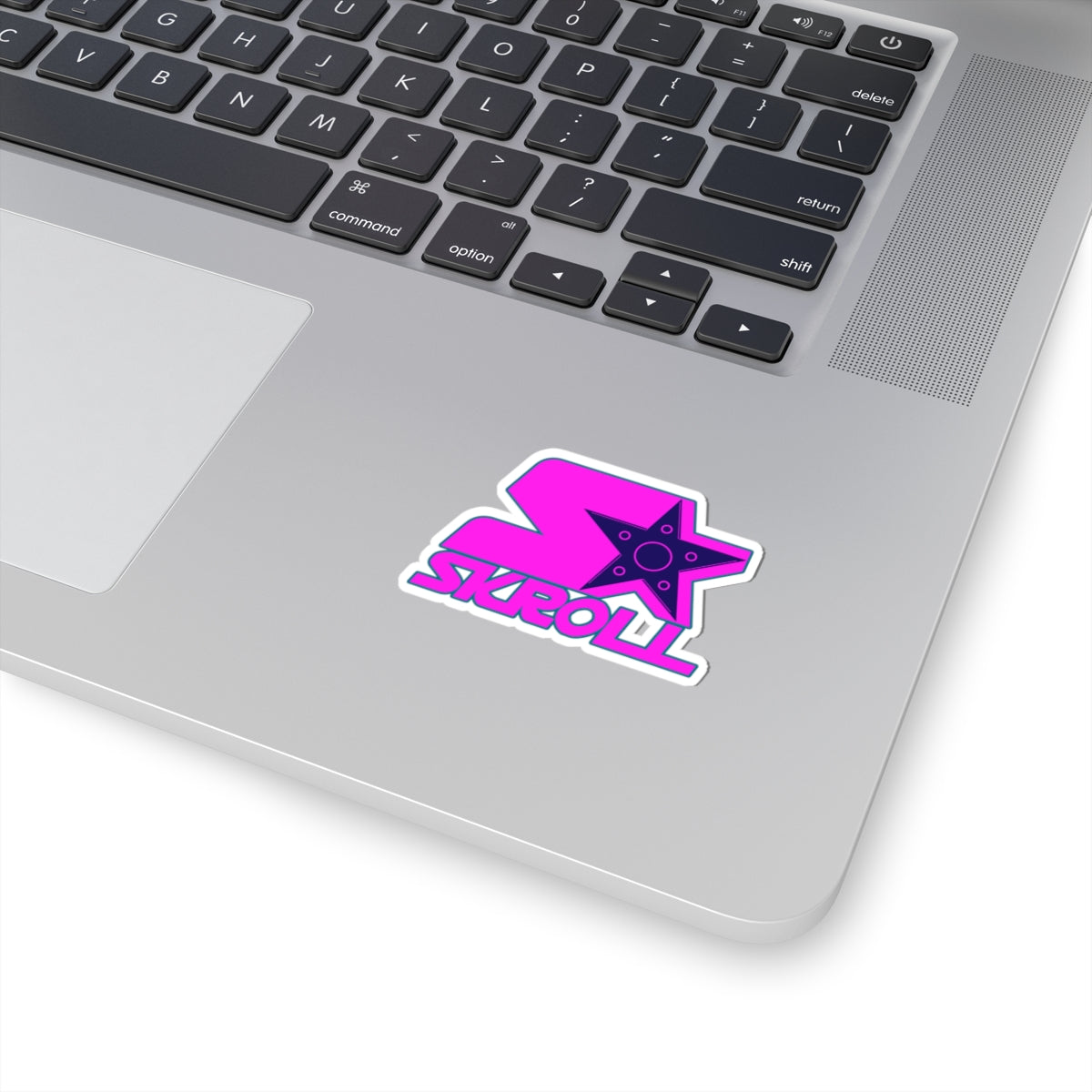 Kiss-Cut Stickers - Vibrant SKROLL 'Pink Shuriken' Stickers for Personalizing Laptops