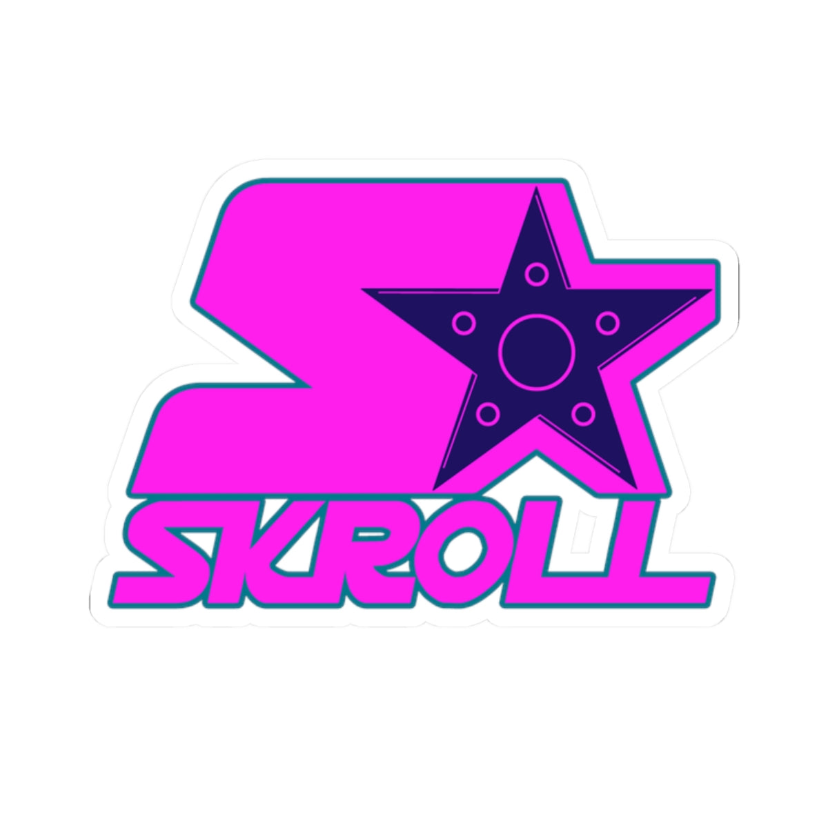 Kiss-Cut Stickers - Vibrant SKROLL 'Pink Shuriken' Stickers for Personalizing Laptops